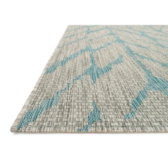 Mist And Aqua Chevron Outdoor Area Rug, 5X7-Kirkland's Home Shop