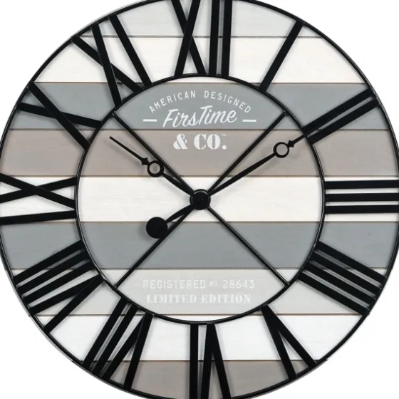Mixed Plank And Black Metal Wall Clock-Kirkland's Home Best Sale