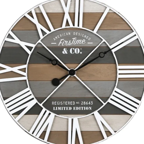 Mixed Planks And White Wooden Wall Clock-Kirkland's Home Shop