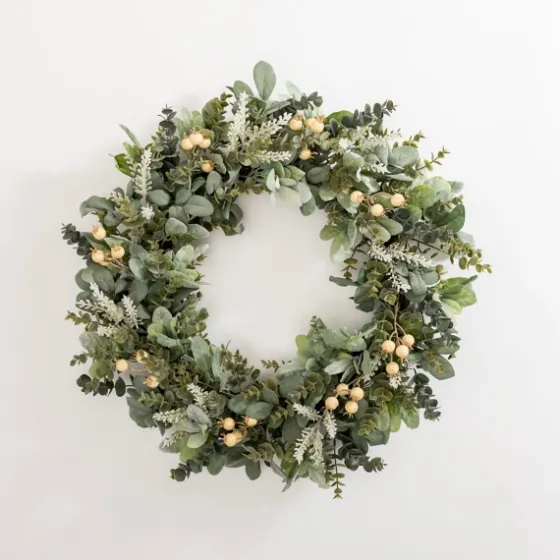Mixed White Berry Eucalyptus Wreath-Kirkland's Home Hot