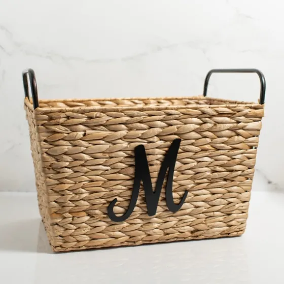 Monogram M Woven Rat Metal Handle Basket-Kirkland's Home Flash Sale