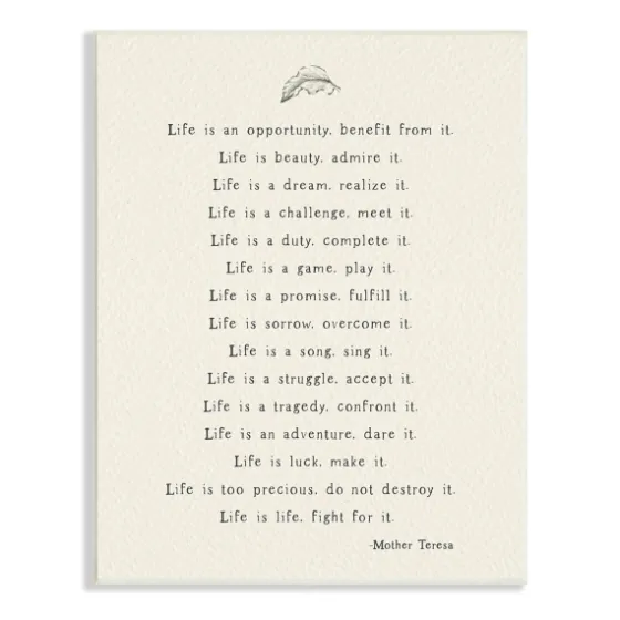 Mother Teresa Life Quote Wall Plaque-Kirkland's Home Shop
