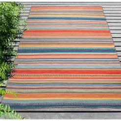 Multi Dhurri Stripe Indoor/Outdoor Area Rug, 5X7-Kirkland's Home Discount