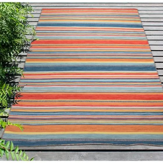 Multi Dhurri Stripe Indoor/Outdoor Area Rug, 5X7-Kirkland's Home Discount