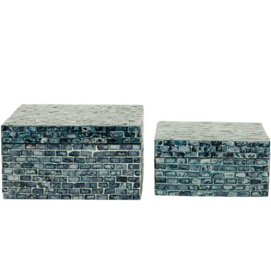Multicolor Mother Of Pearl Coastal Boxes, Set Of 2-Kirkland's Home Cheap