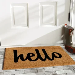 Natural And Black Coir Hello Doormat, 29X17 In.-Kirkland's Home Store