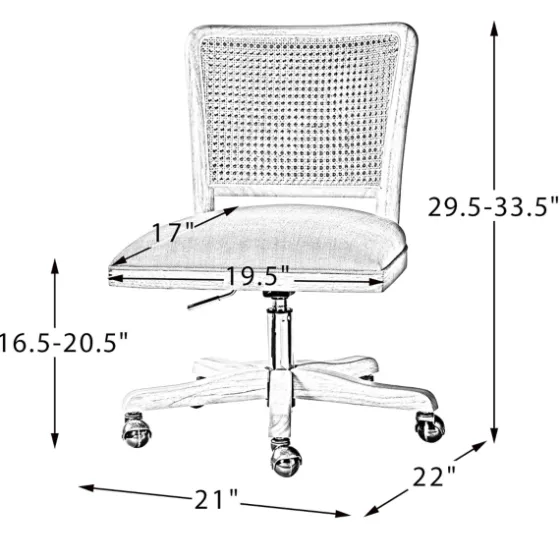 Natural Cane Back Linen Office Chair-Kirkland's Home Cheap