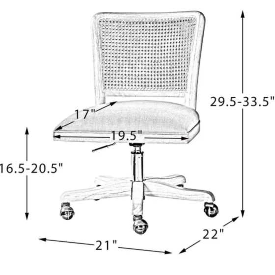 Natural Cane Back Suede Office Chair-Kirkland's Home Cheap
