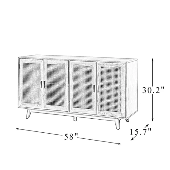 Natural Cane Wood Storage Media Cabinet-Kirkland's Home Cheap