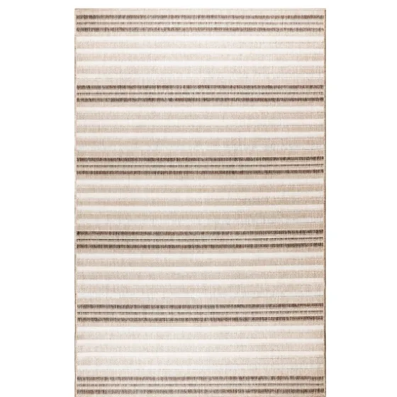 Natural Canva Striped Outdoor Area Rug, 4X7-Kirkland's Home Outlet