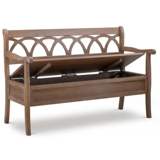 Natural Driftwood Fretwork Back Storage Bench-Kirkland's Home Online