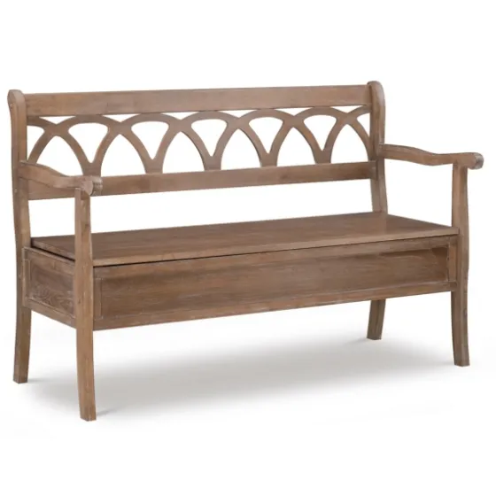 Natural Driftwood Fretwork Back Storage Bench-Kirkland's Home Online