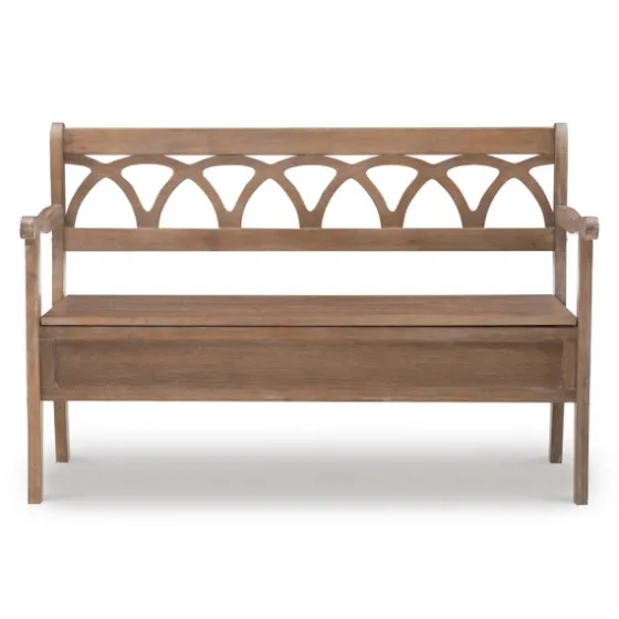 Natural Driftwood Fretwork Back Storage Bench-Kirkland's Home Online