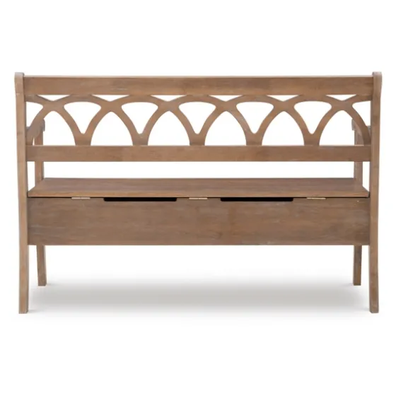 Natural Driftwood Fretwork Back Storage Bench-Kirkland's Home Online