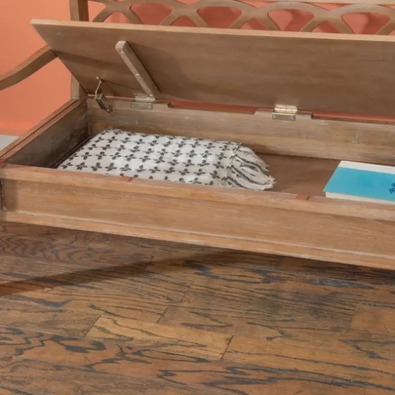 Natural Driftwood Fretwork Back Storage Bench-Kirkland's Home Online
