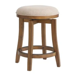 Natural Linen Barrel Base Swivel Counter Stool Set-Kirkland's Home Store