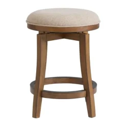 Natural Linen Barrel Base Swivel Counter Stool-Kirkland's Home Shop