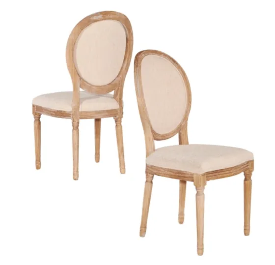 Natural Oval Back Linen Dining Chairs, Set Of 2-Kirkland's Home New
