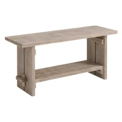 Natural Rustic Whitewashed Mango Wood Bench-Kirkland's Home Flash Sale