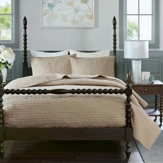 Natural Serene Quilted 3-Pc. Queen Coverlet Set-Kirkland's Home Outlet