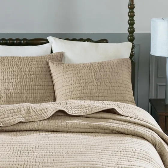 Natural Serene Quilted 3-Pc. Queen Coverlet Set-Kirkland's Home Outlet