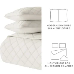 Natural Stitched Diamond 3-Pc. Queen Quilt Set-Kirkland's Home Sale