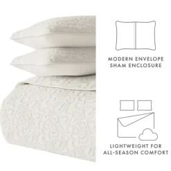 Natural Stitched Floral 3-Pc. Queen Quilt Set-Kirkland's Home Fashion