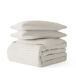 Natural Stitched Stripes 3-Pc. Queen Quilt Set-Kirkland's Home Clearance