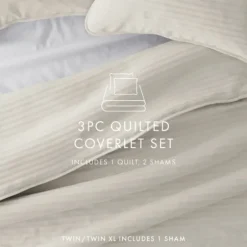 Natural Stitched Stripes 2-Pc. Twin Quilt Set-Kirkland's Home Hot