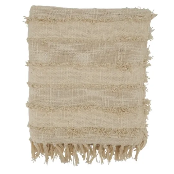 Natural Striped And Fringe Throw Blanket-Kirkland's Home Clearance