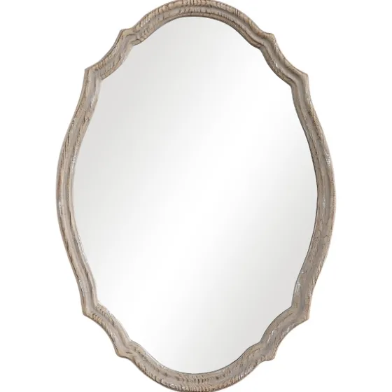 Natural Wood Distressed Curved Frame Mirror-Kirkland's Home Hot