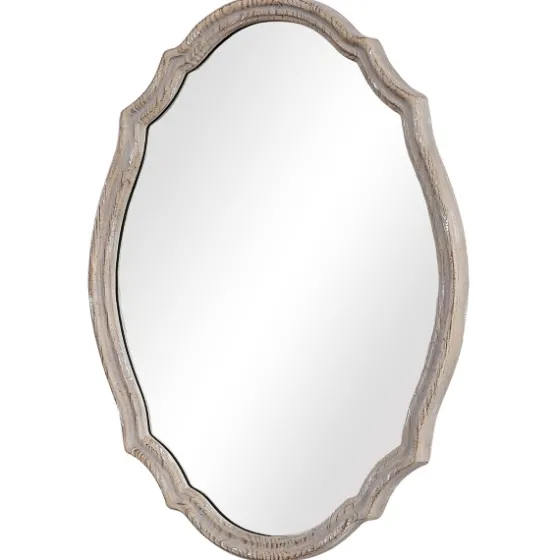 Natural Wood Distressed Curved Frame Mirror-Kirkland's Home Hot