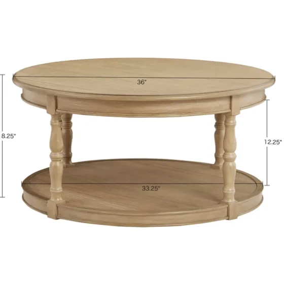 Natural Wood Finish Turned Leg Round Coffee Table-Kirkland's Home Hot