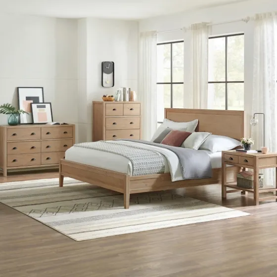 Natural Wood Grain Panel King Bed-Kirkland's Home Shop