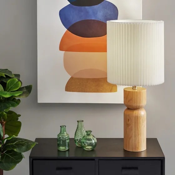 Natural Wood Pleated Shade Table Lamp-Kirkland's Home Cheap
