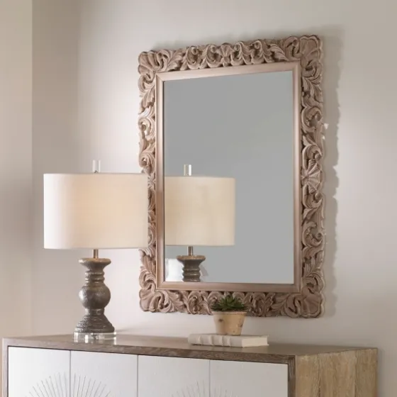 Natural Wooden Beveled Wall Mirror-Kirkland's Home New