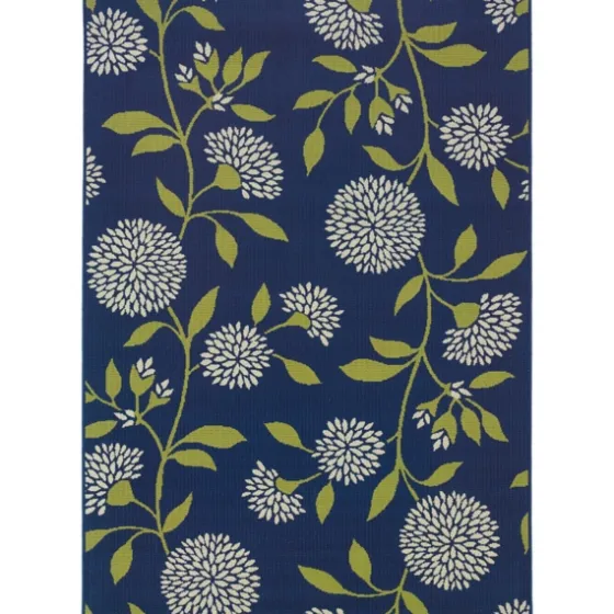 Navy And Green Floral Vine Outdoor Area Rug, 3X5-Kirkland's Home Hot