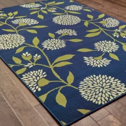 Navy And Green Floral Vine Outdoor Area Rug, 3X5-Kirkland's Home Hot