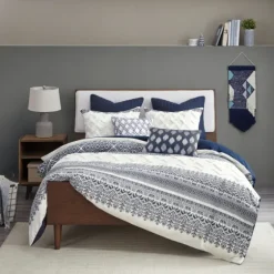 Navy And White 3-Pc. California King Duvet Set-Kirkland's Home Online