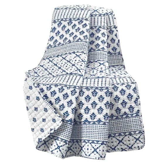Navy And White Striped Geometric Reversible Throw-Kirkland's Home Flash Sale