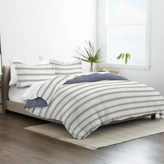 Navy Blue Echo Stripe 3-Pc. Queen Duvet Cover Set-Kirkland's Home Clearance