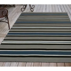 Navy Bold Stripe Indoor/Outdoor Area Rug, 7X9-Kirkland's Home Store