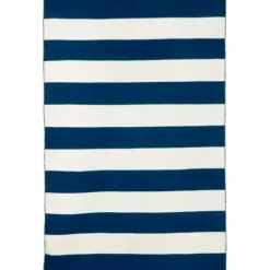 Navy Cabana Stripe Indoor/Outdoor Area Rug, 3X5-Kirkland's Home Best