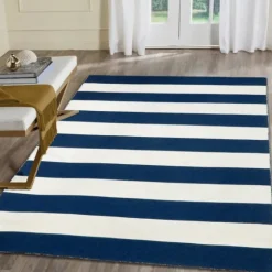 Navy Cabana Stripe Indoor/Outdoor Area Rug, 7X9-Kirkland's Home Best