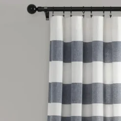 Navy Cape Cod Stripe Curtain Panel Set, 95 In.-Kirkland's Home Sale