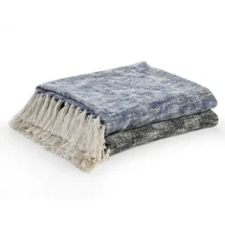 Navy Chambray Fringe Throw-Kirkland's Home Sale