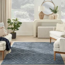 Navy Diamond Indoor/Outdoor Area Rug, 6X9-Kirkland's Home Sale