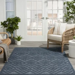 Navy Diamond Indoor/Outdoor Area Rug, 6X9-Kirkland's Home Sale