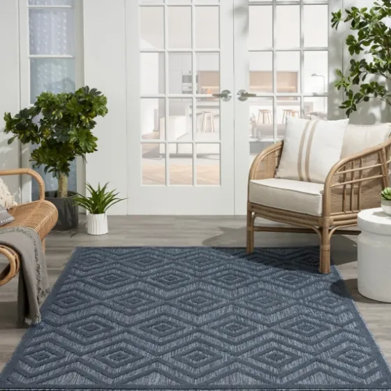 Navy Diamond Indoor/Outdoor Area Rug, 6X9-Kirkland's Home Sale