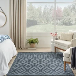 Navy Diamond Indoor/Outdoor Area Rug, 5X7-Kirkland's Home Shop